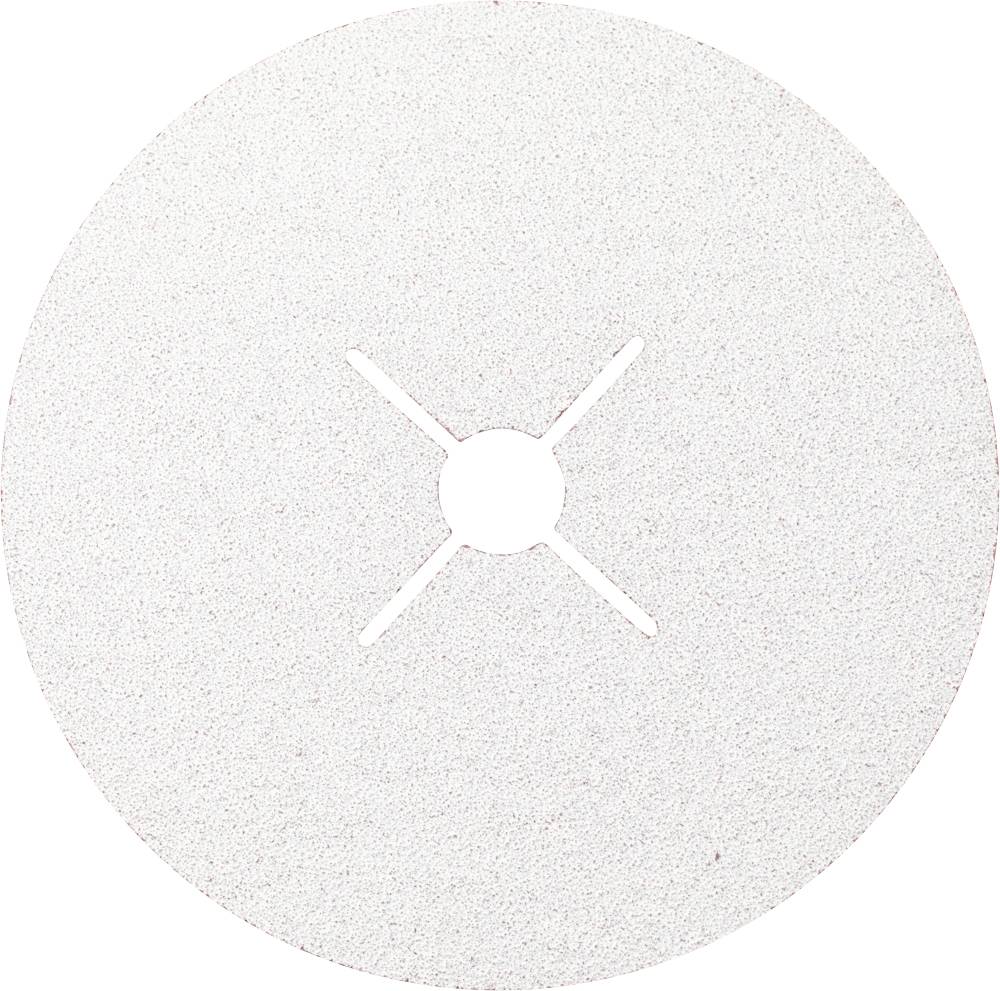 Un disque de meulage circulaire avec un petit trou central et quatre fentes étroites et croisées servant de ventilation.