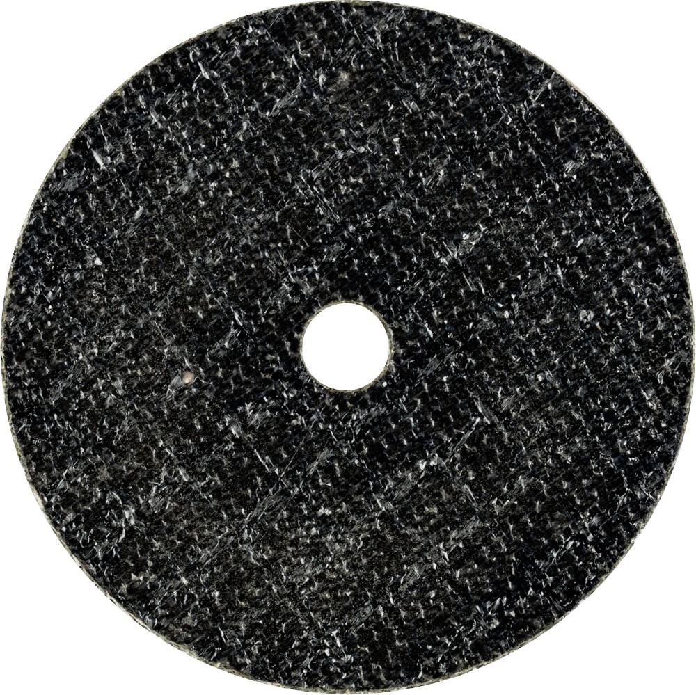 Disque de meulage rond, noir, avec un petit trou au centre, posé sur une surface claire.