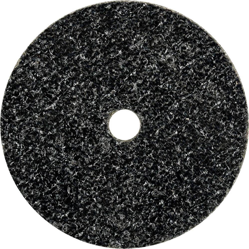 Disque de polissage noir avec trou central, adapté aux machines de ponçage de sol, texture présentant une surface abrasive dense.