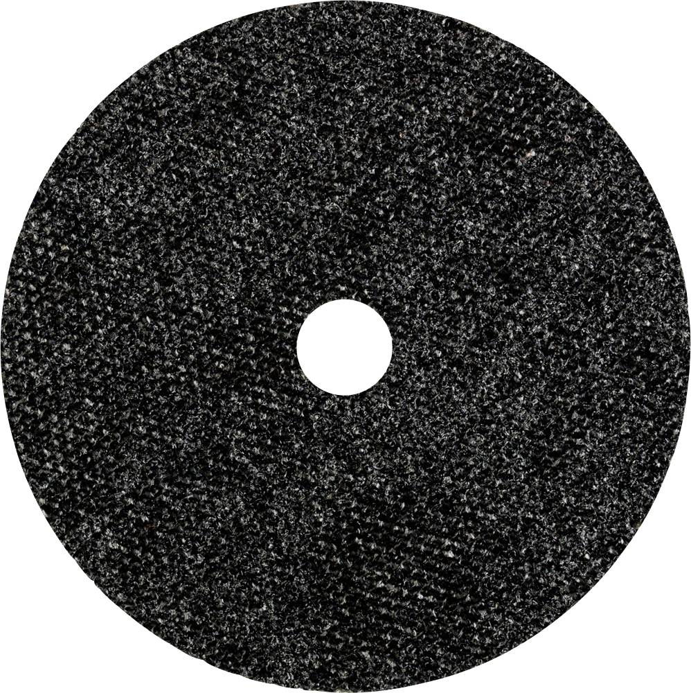 Un disque de meulage noir avec un trou central, sur un fond neutre.