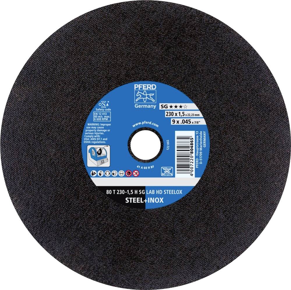 PFERD TOOLS 80 T 230-1,5 H SG LAB HD STEELOX/22,23 66300030 Disque à tronçonner 230 mm 25 pc(s) acier inoxydable, Acier de