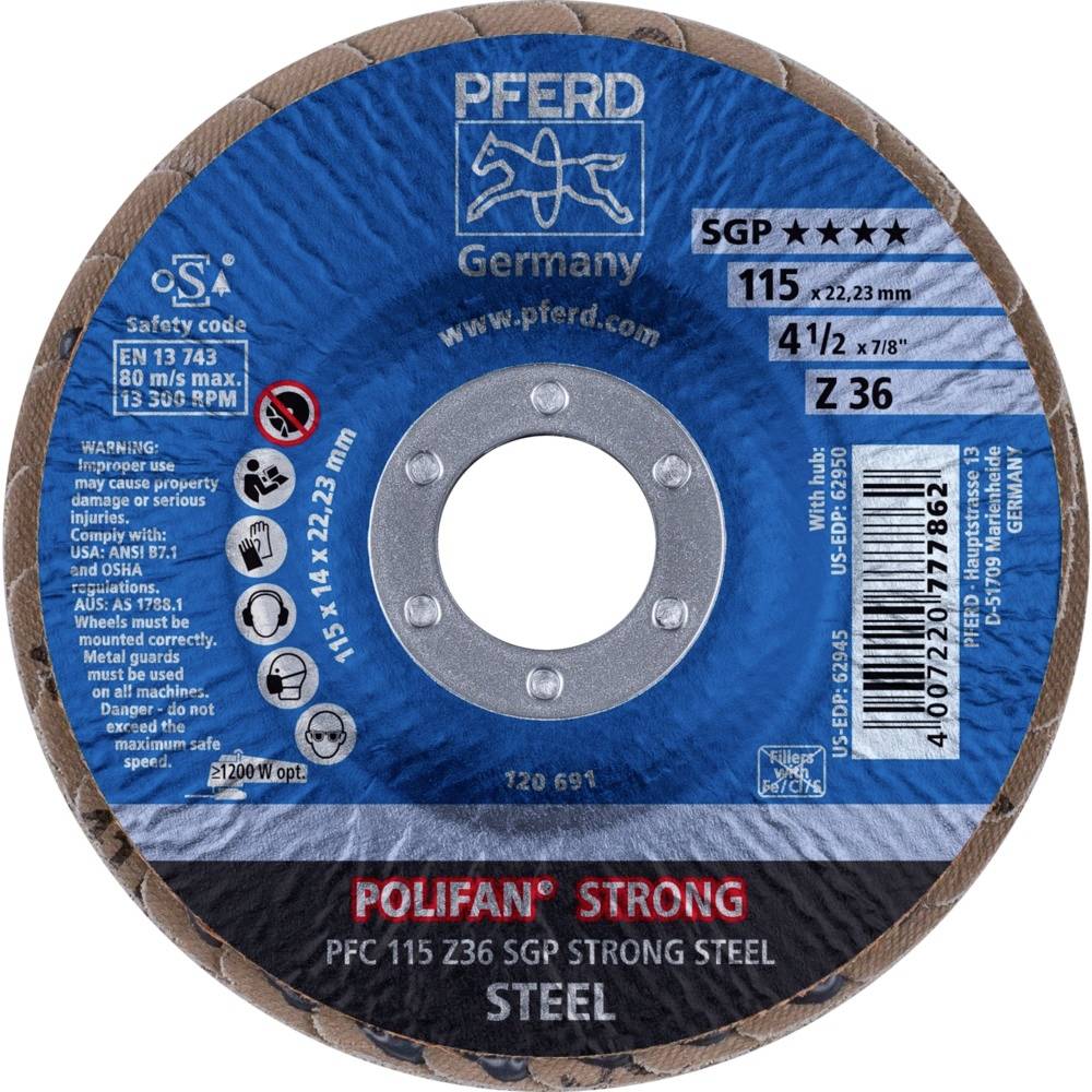PFERD 67788015 PFC 115 Z 36 SGP STRONG STEEL Disque segmenté Diamètre 115 mm Ø de perçage 22.23 mm acier 10 pc(s)