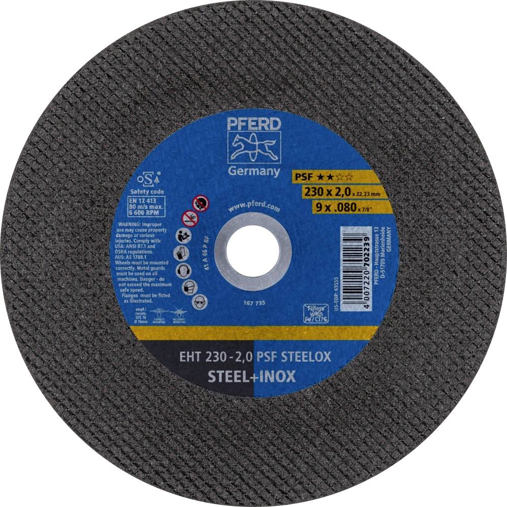 PFERD TOOLS EHT 230-2,0 PSF STEELOX 69901410 Disque à tronçonner 230 mm 25 pc(s) acier inoxydable, acier