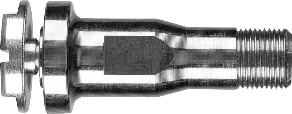 Vis en métal à filetage et tête hexagonale, couleur argent.