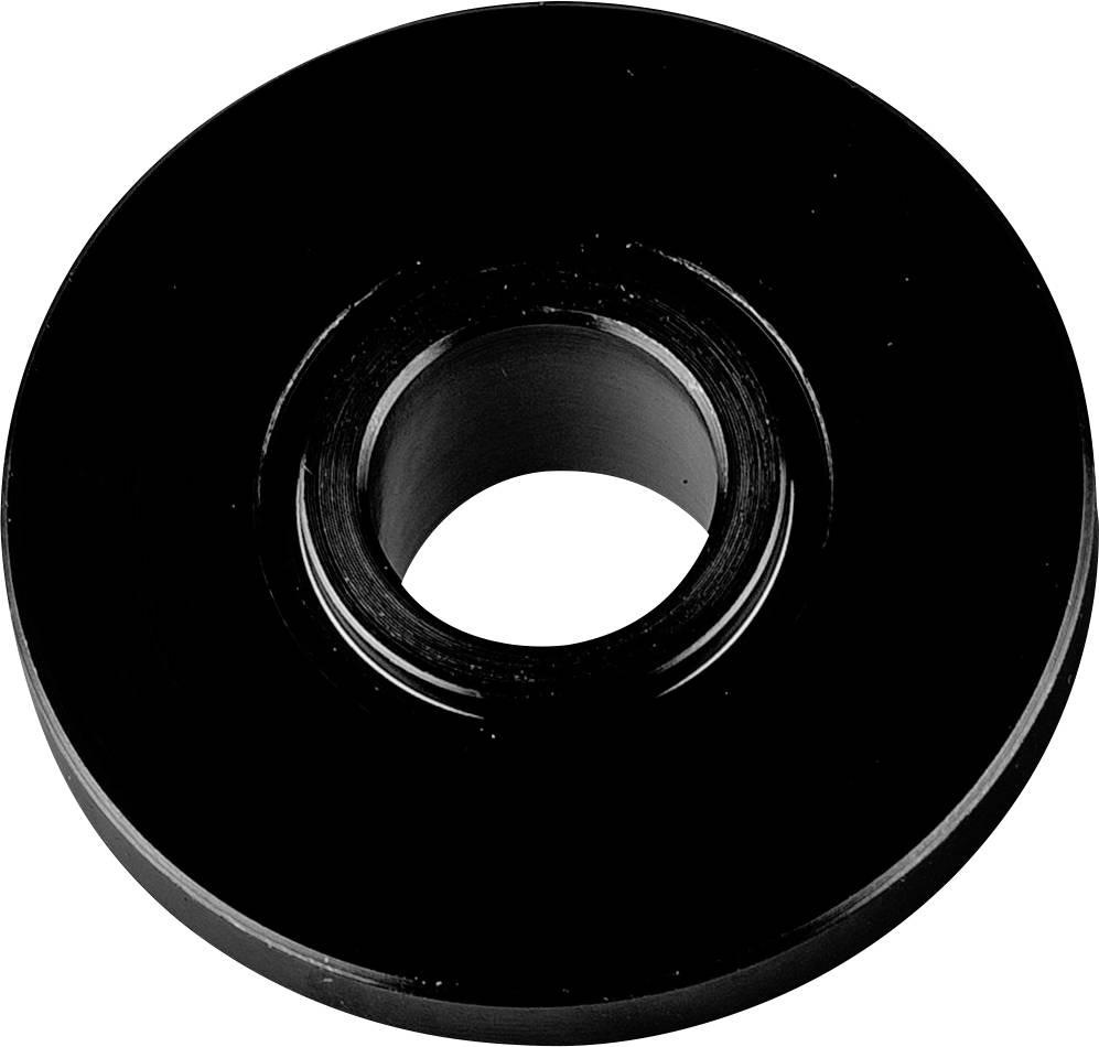 Une rondelle noire avec une ouverture centrale.