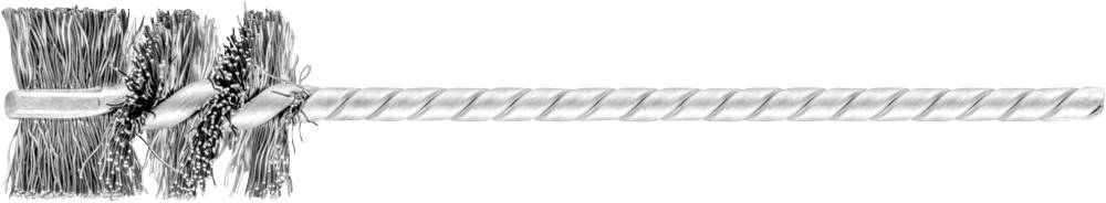 Brosse à deux épaisseurs avec une tête de brosse dense et à poils serrés, munie d'un long manche en spirale, adaptée aux tâches de nettoyage.