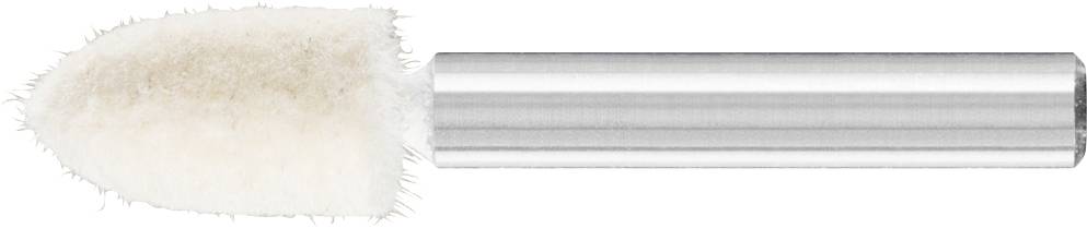 Polissoir en laine pour les soins des ongles avec manche métallique et tête duvetée, pour lisser et polir les surfaces.