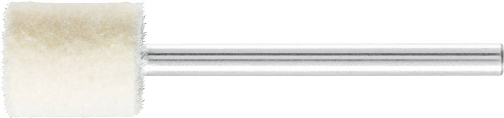 Un embout de polissage cylindrique en feutre avec tige métallique, parfait pour le meulage et le polissage précis de petites surfaces.