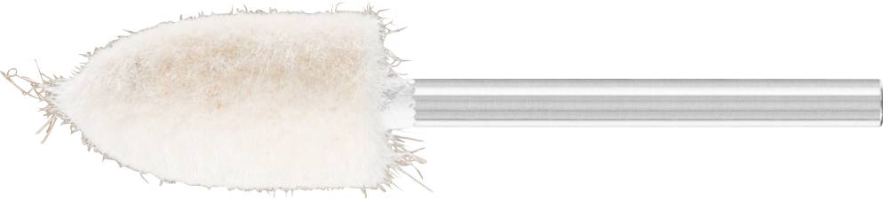 Embout de polissage pour ongles avec une tête en feutre arrondie de couleur beige sur une tige métallique, destiné au polissage lisse des ongles.