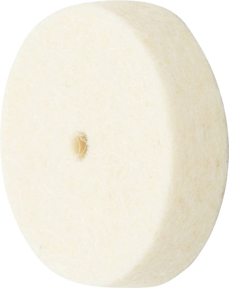 Disque de feutre blanc avec un trou central, représenté sur le côté.