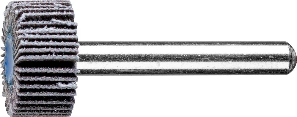 Un accessoire de meulage composé de plusieurs couches lamellaires sur une tige métallique, utilisé pour les travaux de polissage et de meulage.