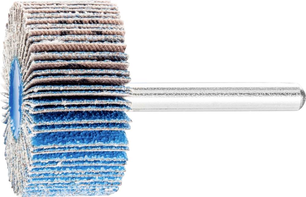 Disque abrasif en non-tissé avec tige métallique, utilisé pour le traitement de surface et les travaux de ponçage.