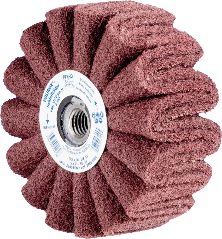 Rouleau de fibres rouges avec alésage central pour applications industrielles ; marquage avec texte et logos visibles sur le couvercle.