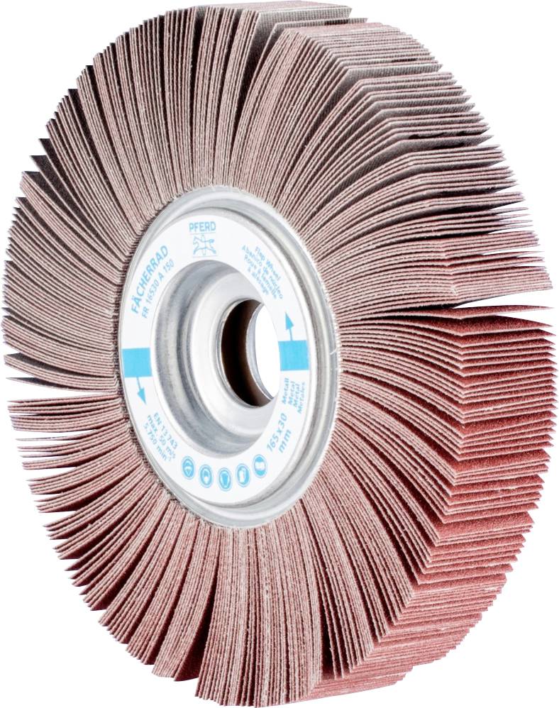 Disque abrasif composé de plusieurs bandes abrasives étroites, monté sur un support métallique. Il est utilisé pour le meulage et le polissage.