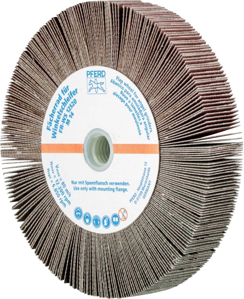 Disque à meuler de la marque 'PFERD', adapté pour meuleuse d'angle, numéro d'article 52320, avec des impressions de texte et de symboles en bleu et blanc.