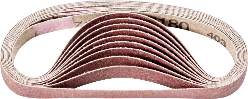 Un lot de rubans abrasifs rouges ondulés, adaptés aux travaux de ponçage, affiche le numéro de grain '180' sur sa face intérieure.