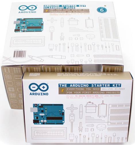 Kit de démarrage Arduino. Contient un microcontrôleur, des câbles et des capteurs pour des projets de débutants en électronique et en programmation.
