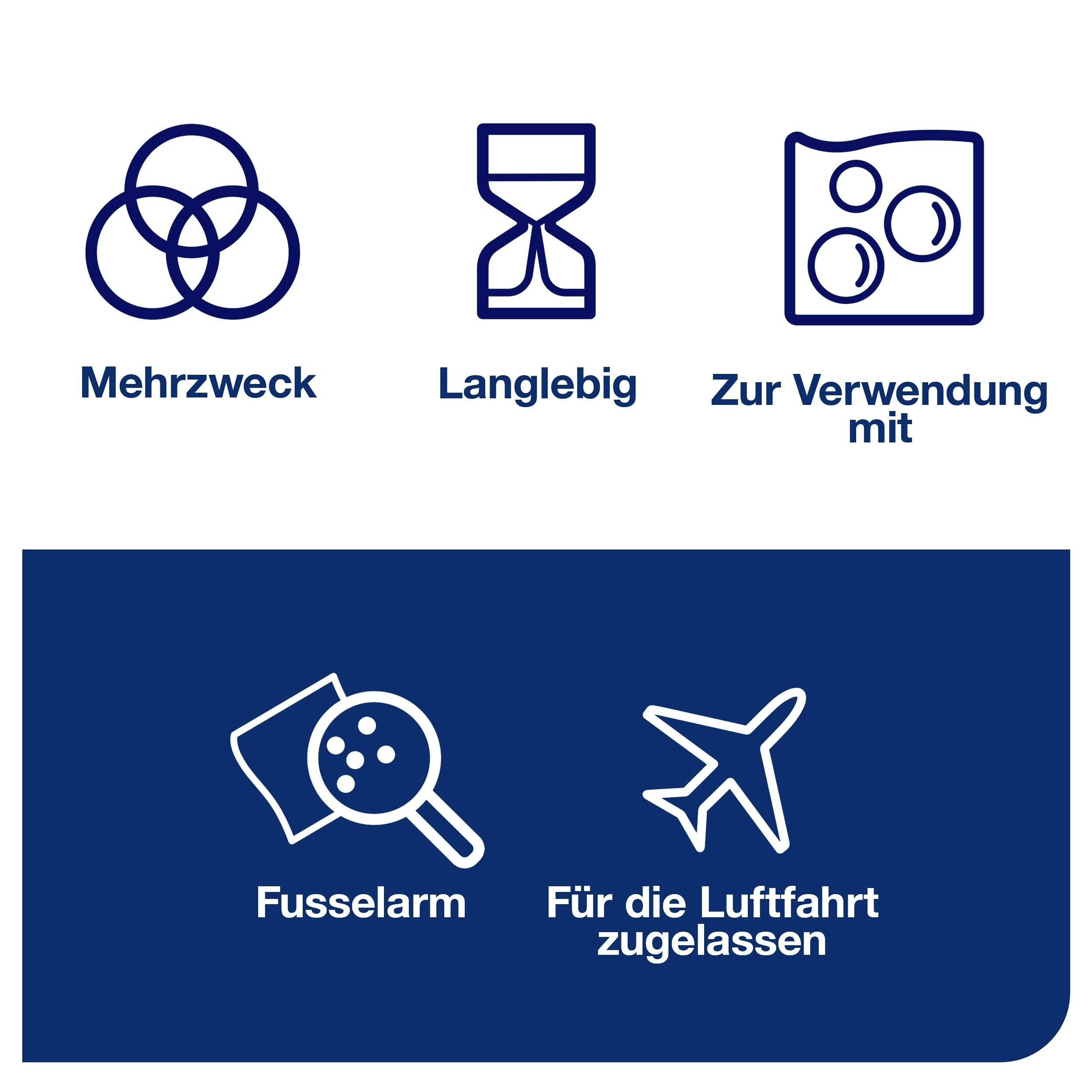 Polyvalent, durable, à utiliser en aéronautique ; sans peluches.