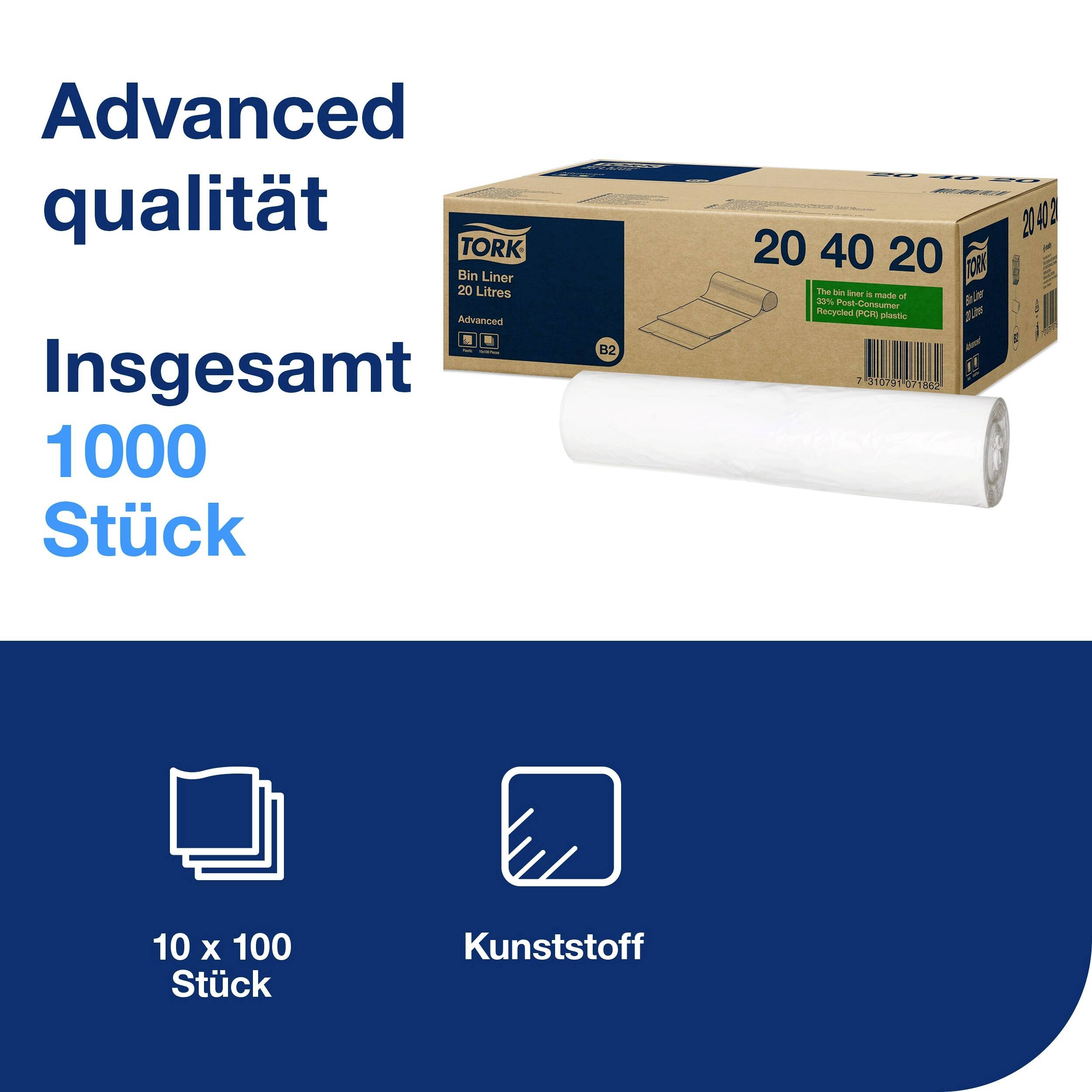 TORK 204020 Sac poubelle 20 l blanc 1000 pc(s)