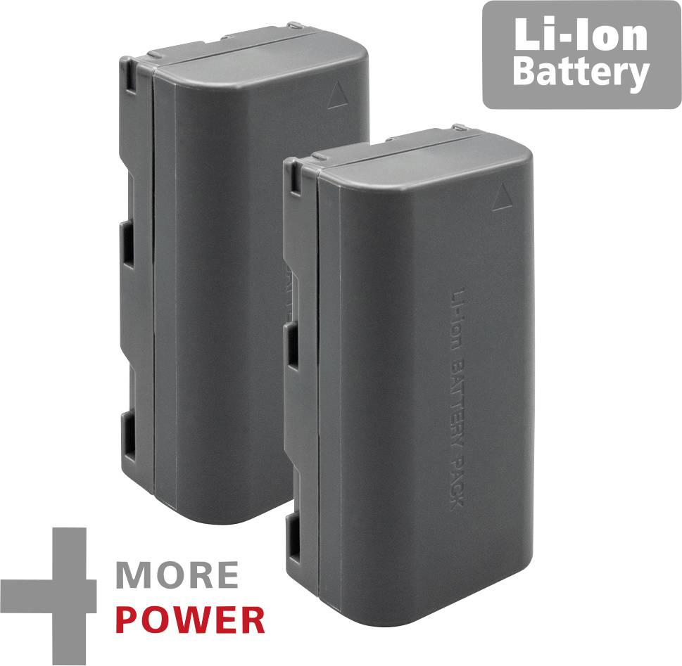 Deux batteries lithium-ion grises empilées l'une sur l'autre. En haut à droite, il est écrit « Li-Ion Battery ». En bas à gauche, une croix rouge avec « MORE POWER ».