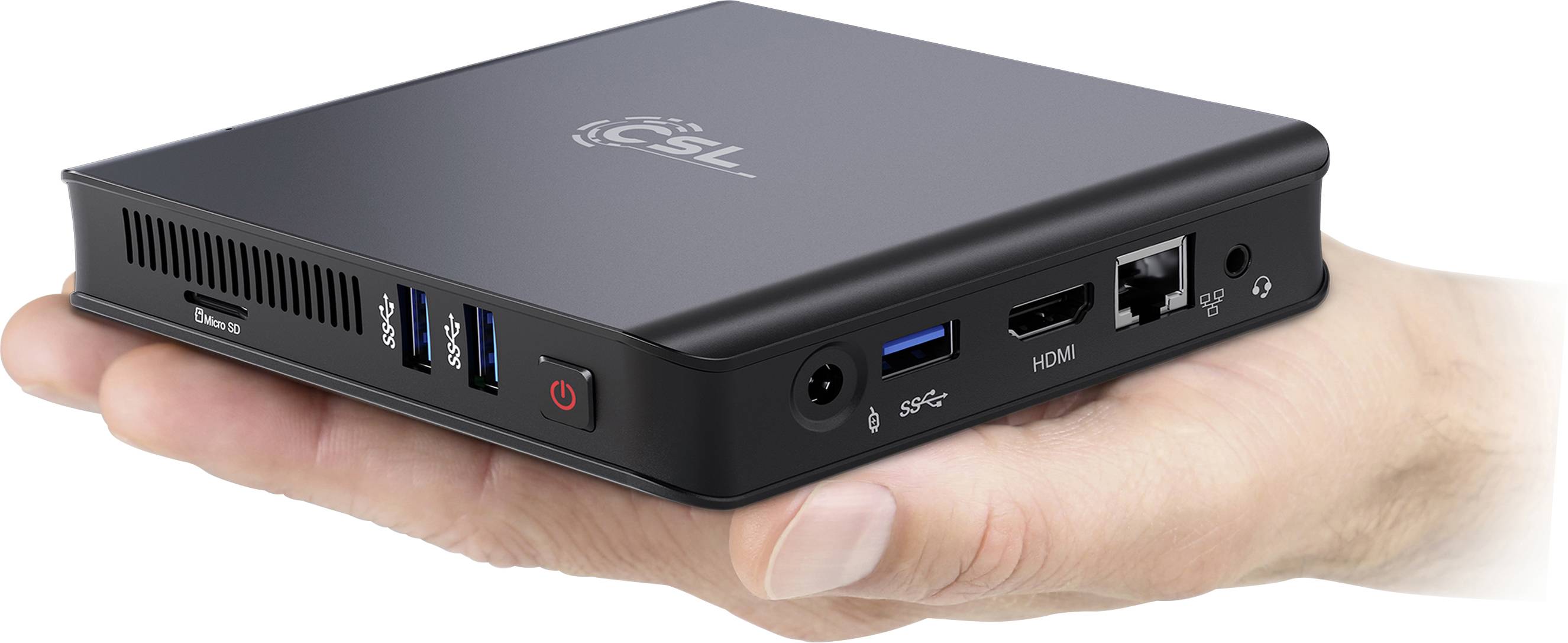 Mini-PC (HTPC) CSL Computer Narrow Box Ultra HD Compact v4 Intel N4120 (4 x 1.1 GHz / max. 2.6 GHz) 128 GB eMMC Win 10 Pro