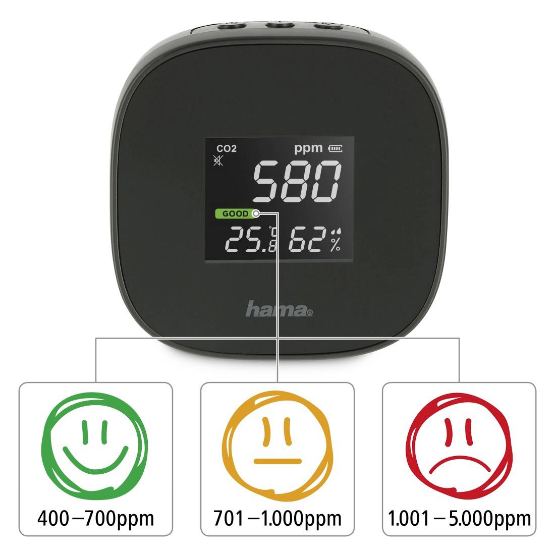 Appareil de mesure de la qualité de l'air Hama Safe noir