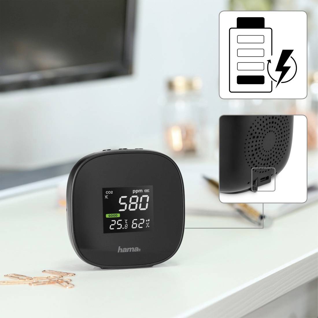 Appareil de mesure de la qualité de l'air Hama Safe noir