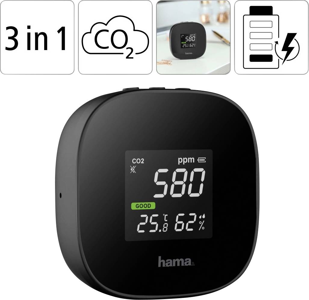 Appareil de mesure de la qualité de l'air Hama Safe noir