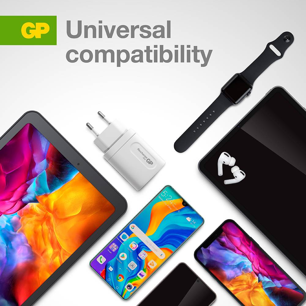 Chargeur USB GP GPWC20WPWHUSB174 2 x 1x USB-A, 1x USB-C®