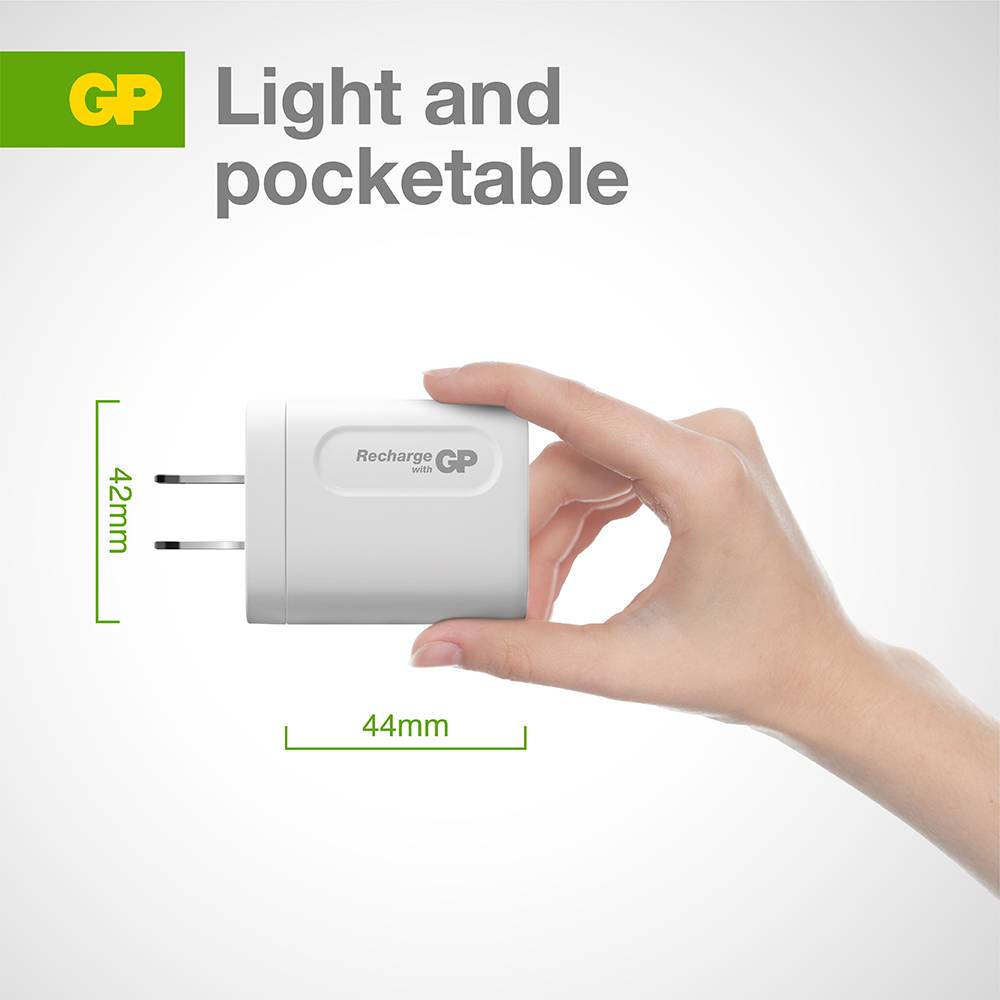 Chargeur USB GP GPWC20WPWHUSB174 2 x 1x USB-A, 1x USB-C®