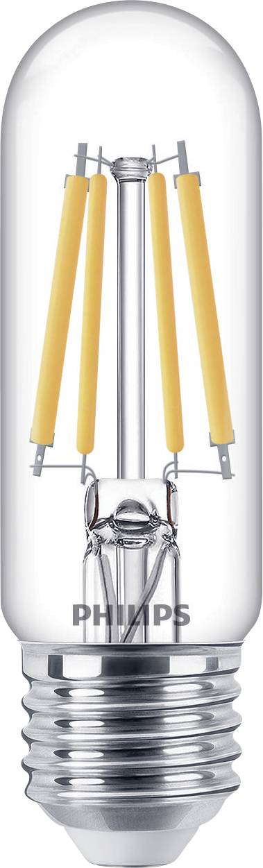 Une ampoule LED à filaments apparents et à culot métallique, marque 'Philips'.