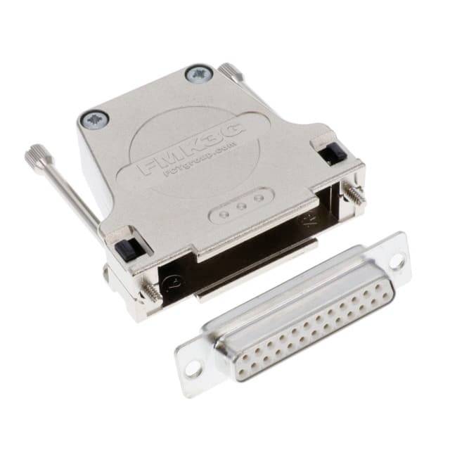 Connecteur RS-232 avec boîtier métallique et port de 25 broches, adapté pour la communication de données série.