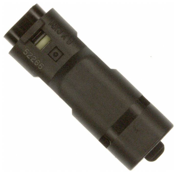A black electrical connector with a serial number 