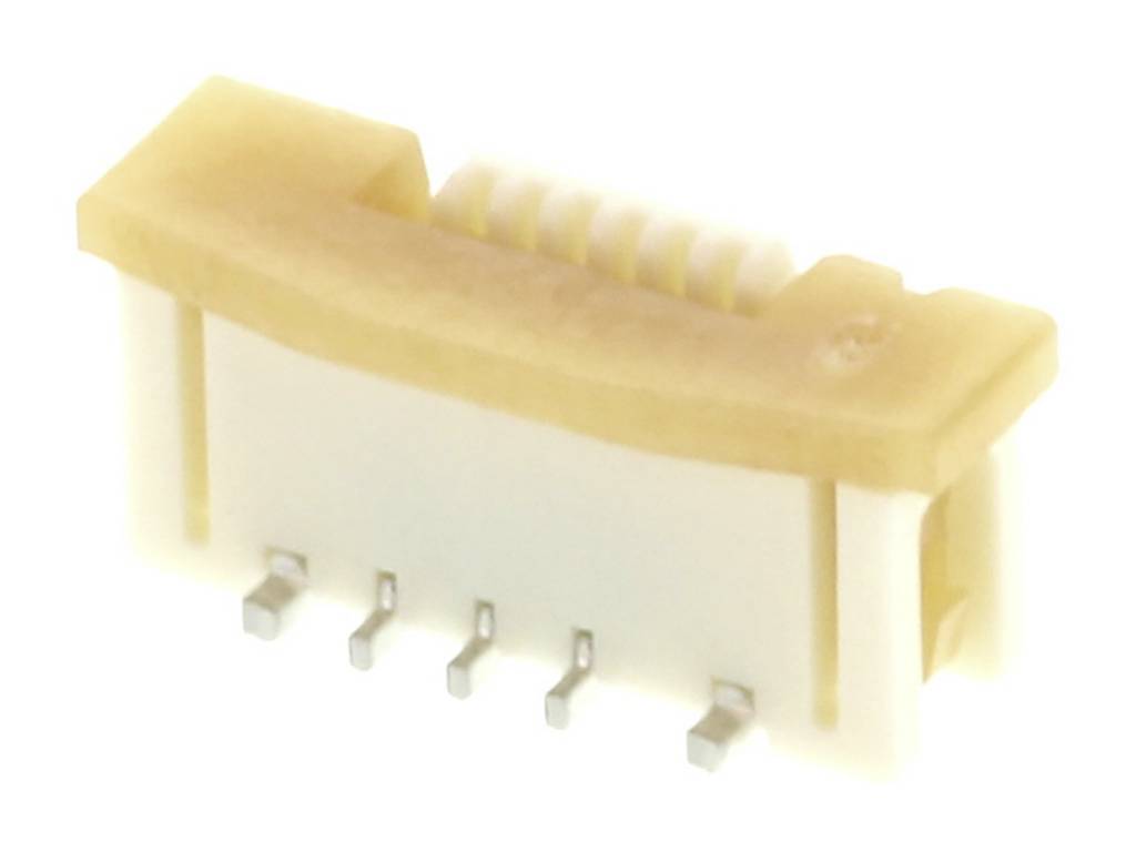 Un connecteur en plastique et en métal à cinq broches.