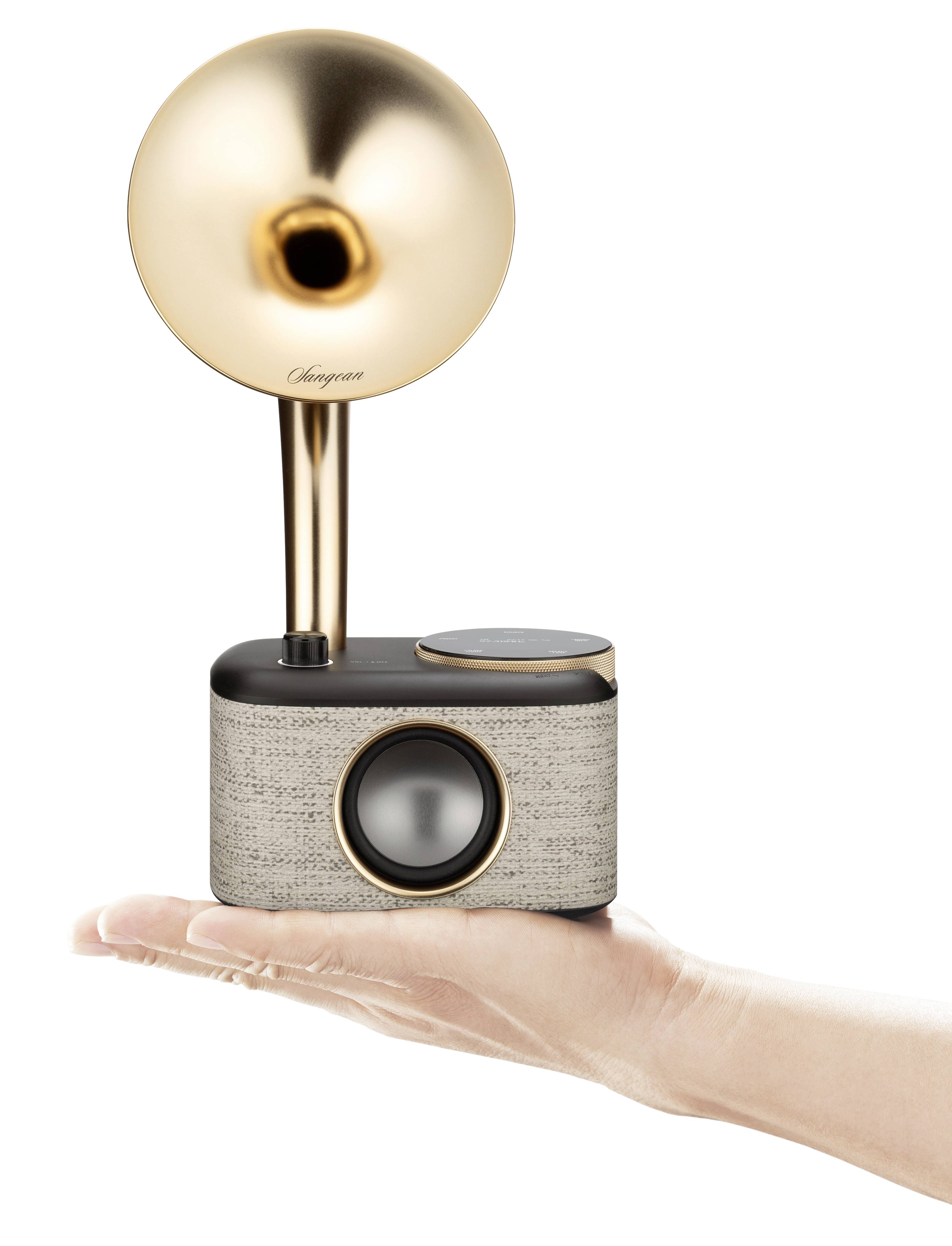 Sangean CP-100D Gramophone Radio de table DAB+, FM AUX, Bluetooth, USB écran tactile, rechargeable beige