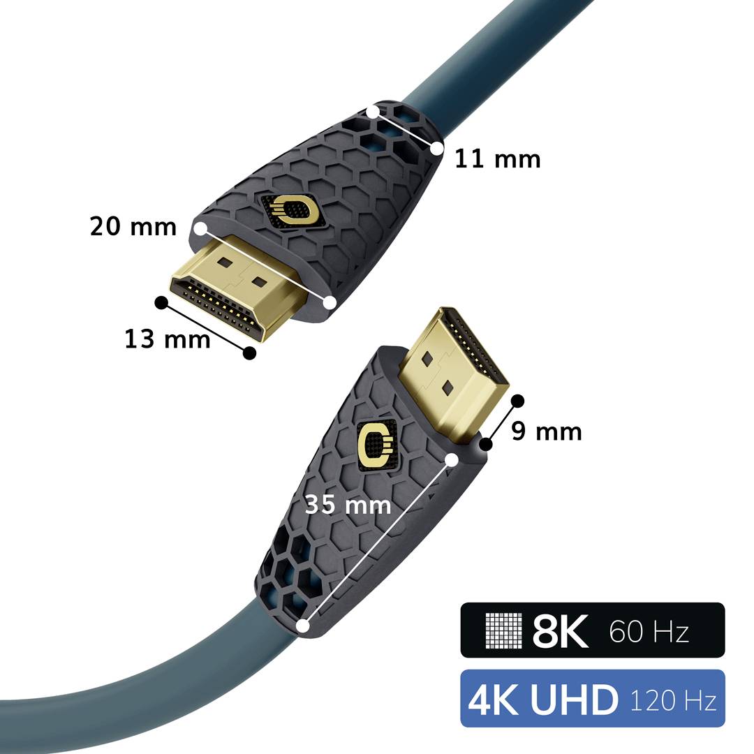 Câble de raccordement Oehlbach HDMI Fiche mâle HDMI-A, Fiche mâle HDMI-A 1.00 m bleu pétrole, anthracite D1C92600 8K UHD Câble