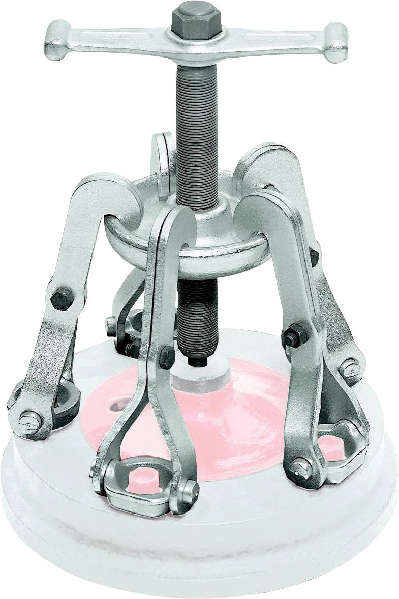 Extracteur de pompe d'injection avec trois pinces réglables et une vis centrale pour le retrait sécurisé des pompes d'injection.