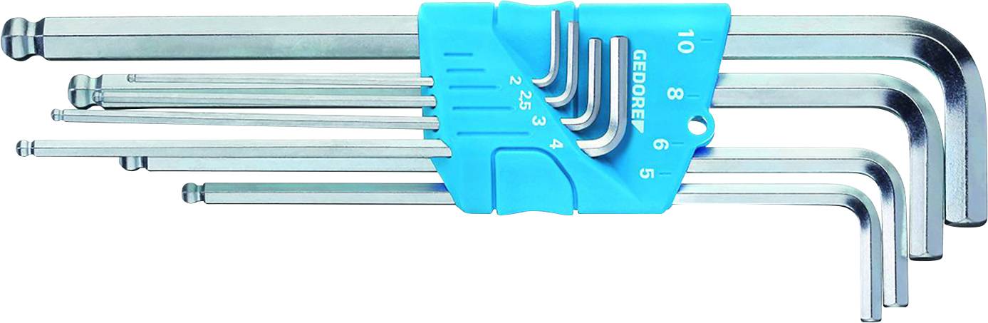 Gedore SB H 42 KEL-88 hexagonal Jeu de clés mâles coudées 2 mm, 2.5 mm, 3 mm, 4 mm, 5 mm, 6 mm, 8 mm, 10 mm