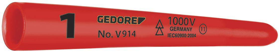 Tournevis rouge, isolé pour 1000V, portant l'inscription 'GEDORE No. V914', adapté pour les travaux sur installations électriques.