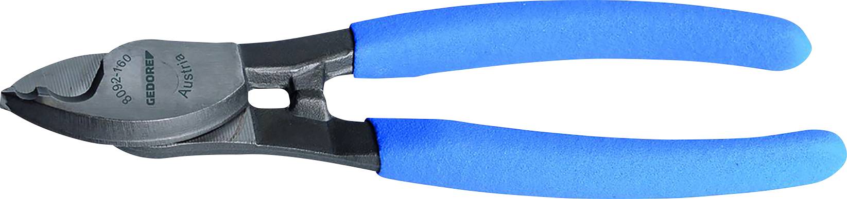 Un coupe-câbles à poignées bleues, adapté pour couper des câbles épais.