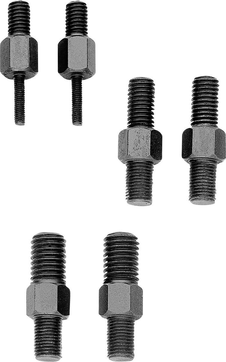 Six boulons de machine avec une partie centrale hexagonale, répartis uniformément.