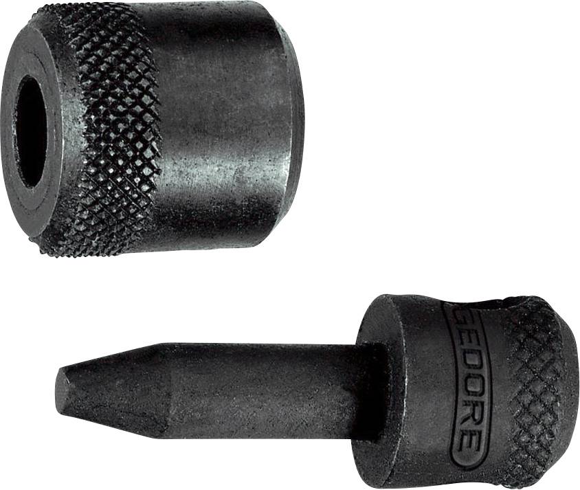 Deux outils de marquage noirs en métal : un outil pointu et un manchon rond. Les deux possèdent des surfaces de préhension striées.