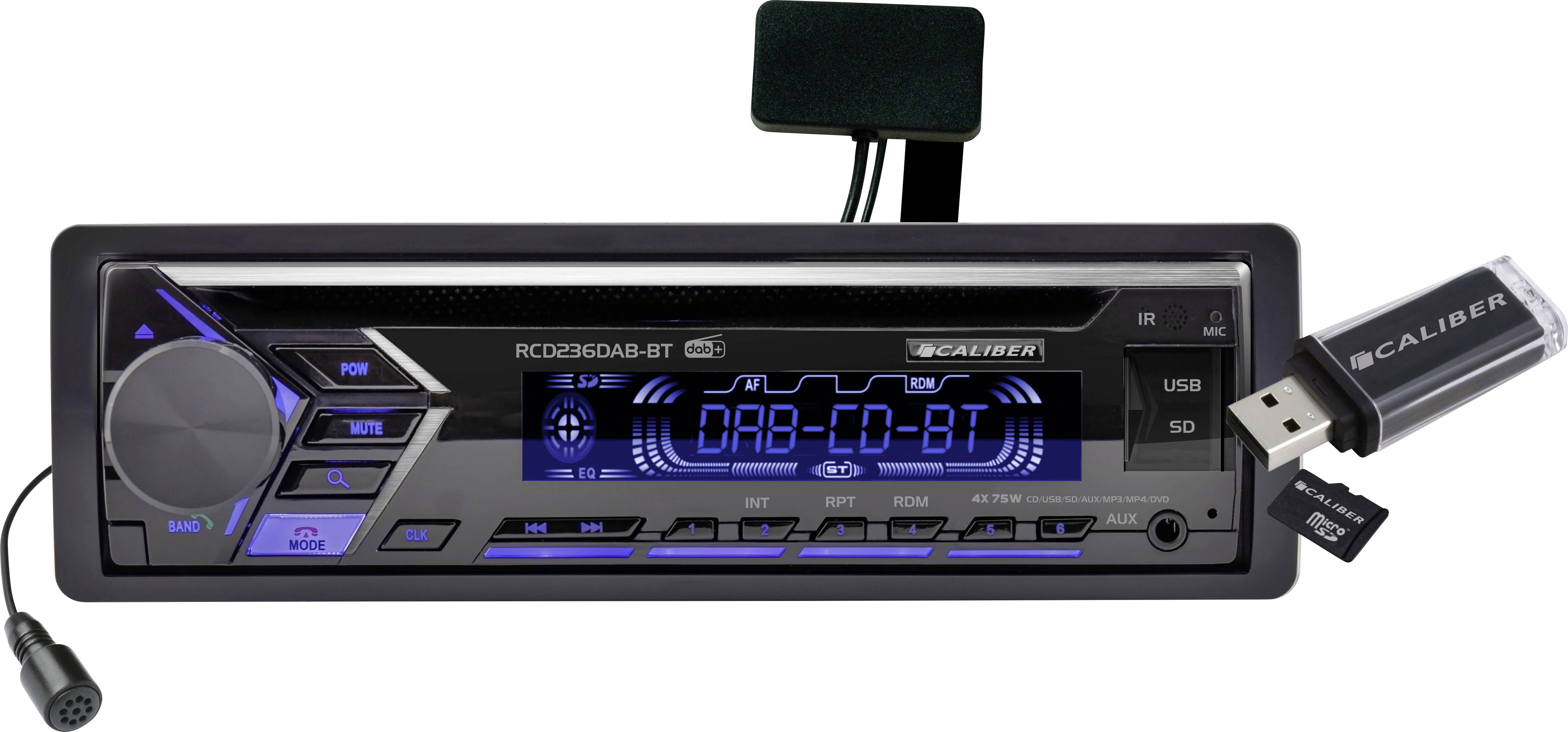 Caliber RCD236DAB-BT Autoradio kit mains libres bluetooth, tuner DAB+, avec antenne DAB