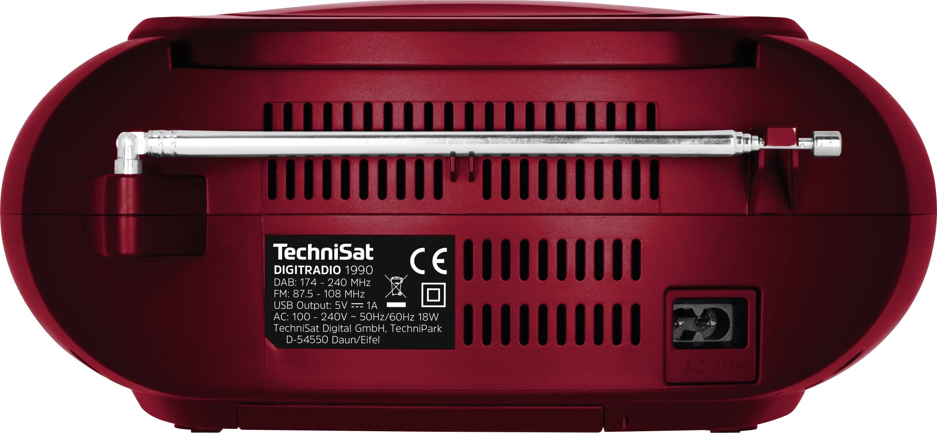 TechniSat DIGITRADIO 1990 Radio-lecteur CD DAB+, FM AUX, Bluetooth, CD, USB fonction de charge de la batterie, fonction réveil