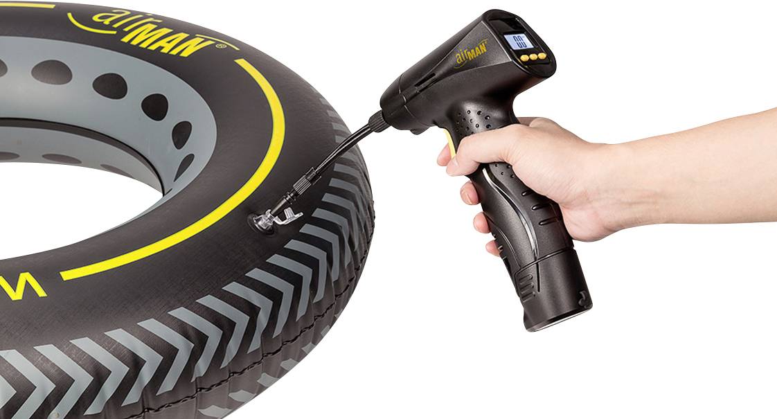 Airman 55-032-001 Pompe à air manuelle 7.5 bar coupure automatique, sacoche ou coffret de rangement, rechargeable sur 230V