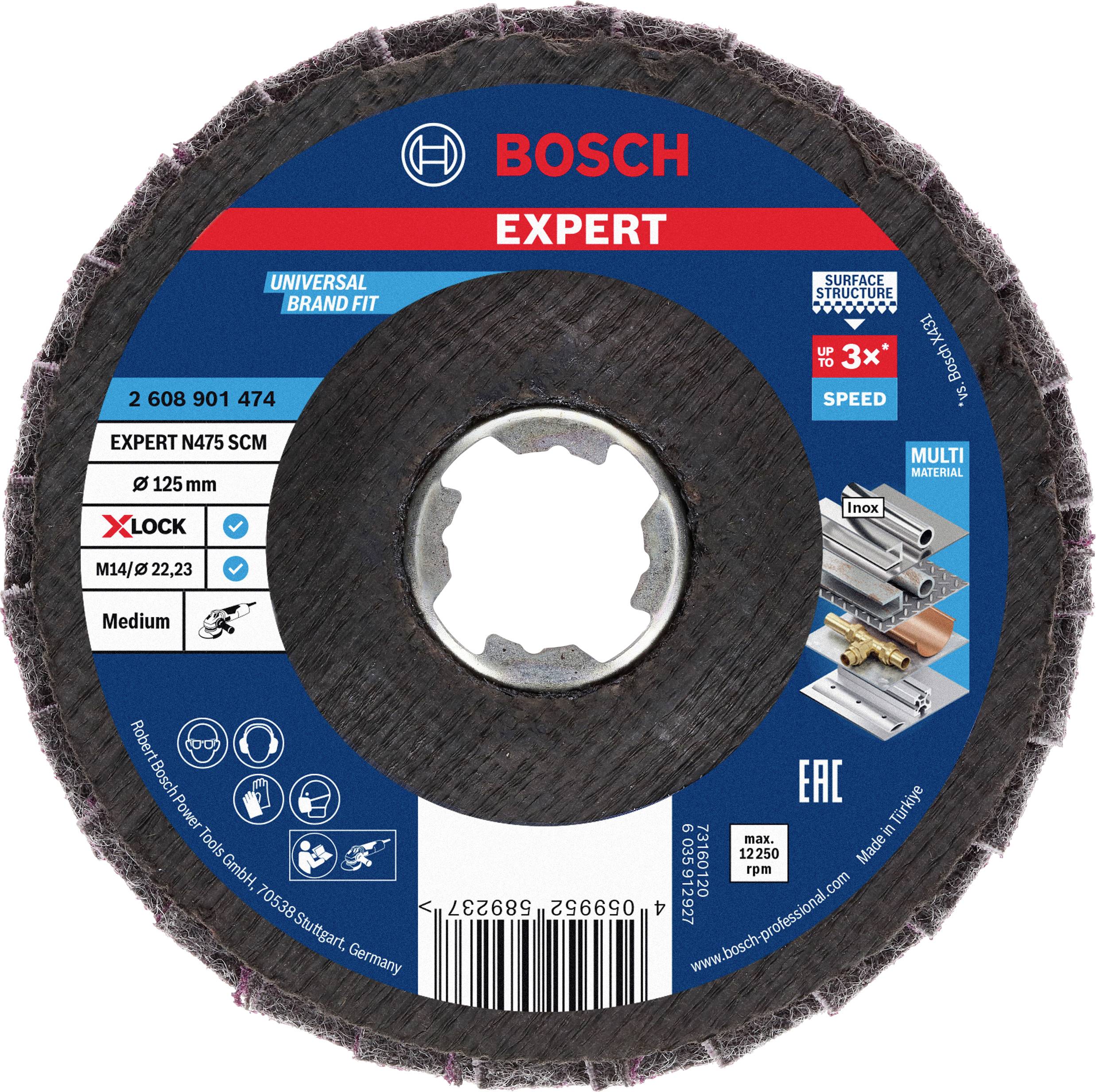 Disque à tronçonner Bosch, modèle 'Expert', diamètre 125 mm, pour l'usinage des métaux. Compatible avec les systèmes X-Lock.
