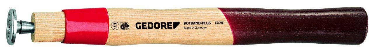 Un outil à main avec manche en bois et tête en métal, sur lequel est inscrit 'GEDORE ROTBAND-PLUS'. Adapté pour les travaux de construction et de rénovation.