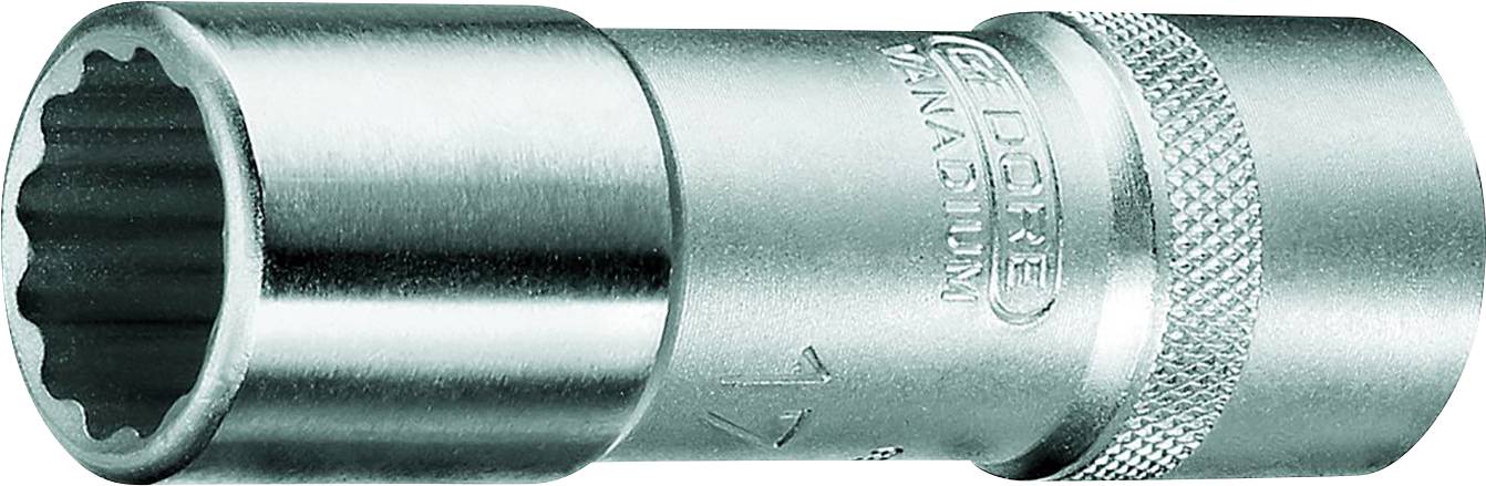 Embout de clé métallique à surface striée et marqué. Outil pour travaux mécaniques.