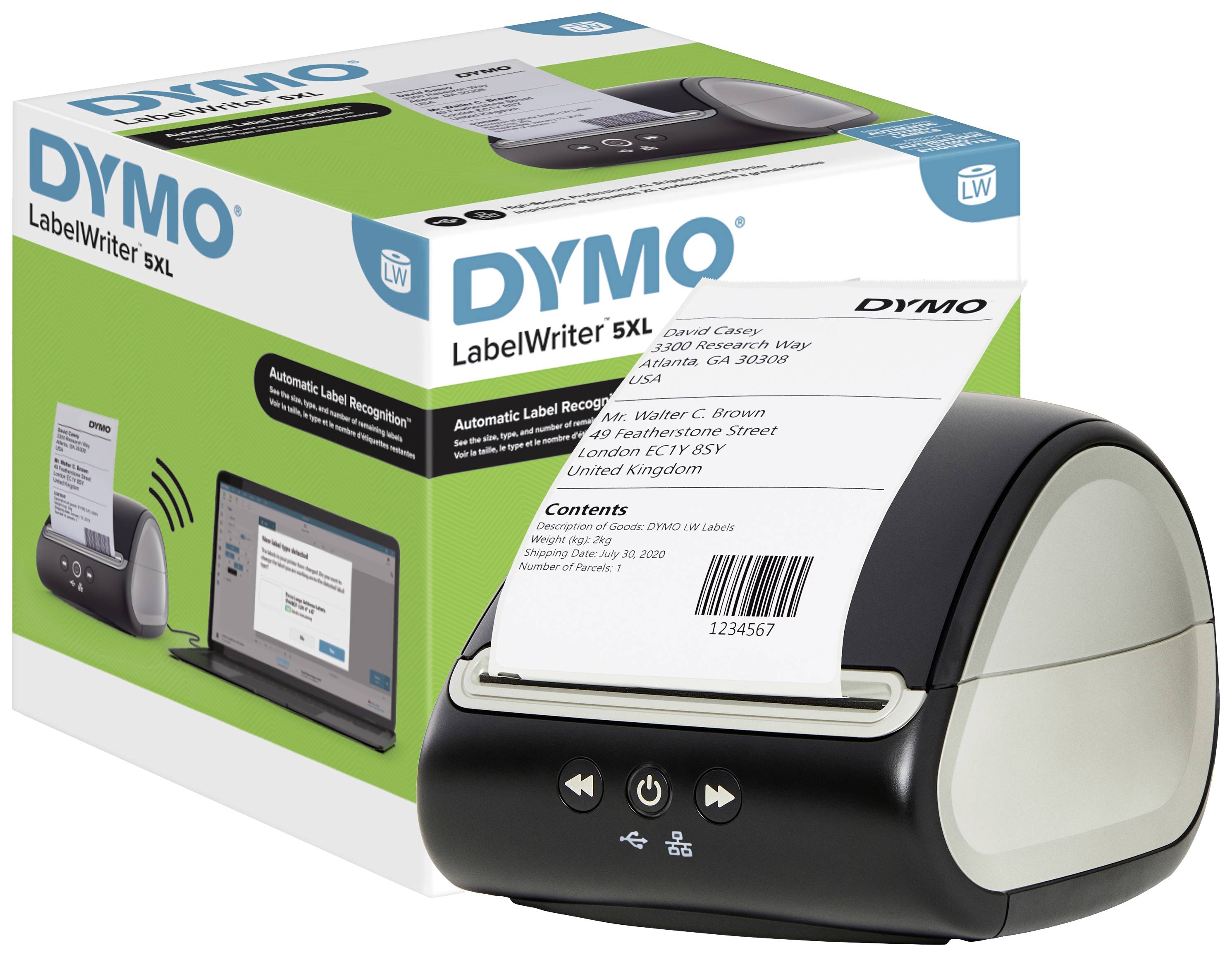 DYMO Labelwriter 5XL Imprimante d'étiquettes thermique directe 300 x 300 dpi Largeur des étiquettes (max.): 104 mm USB