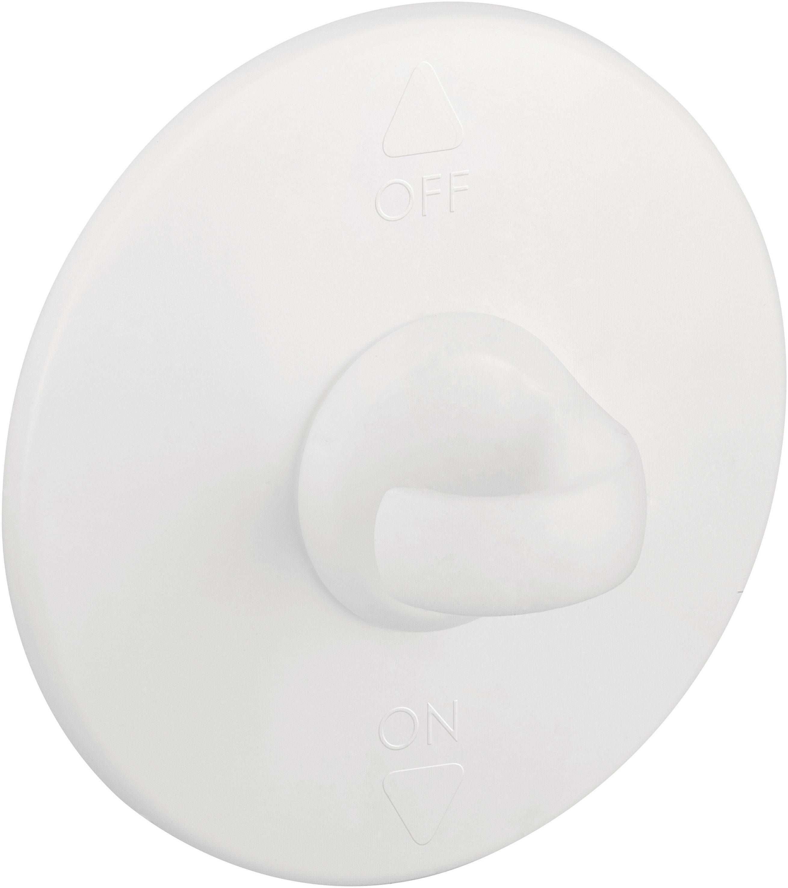 Bouton rotatif blanc avec les inscriptions 'OFF' en haut et 'ON' en bas.